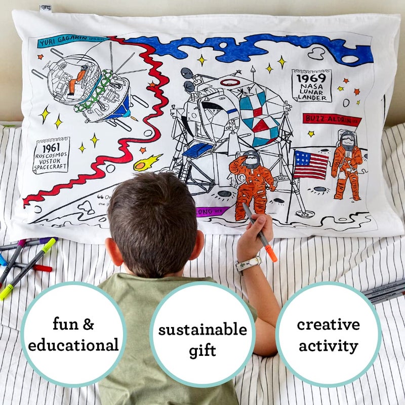 eatsleepdoodle - Coloring Pillowcase for Kids â€“ Reusable DIY Pillow Cover with Washable Markers, Educational Arts & Crafts Activity for Boys & Girls, Fun Gift for Creative Play, Machine Washable - Image 5